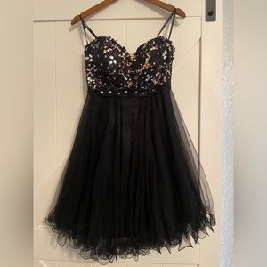 Alyce Paris lace bodice black strapless dress size 6